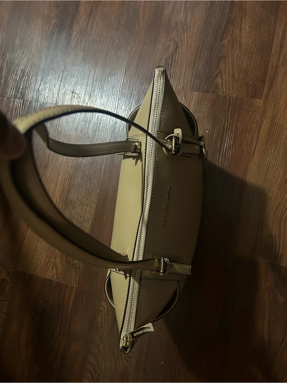 Michael Kors Beige Leather Tote with MK Charm